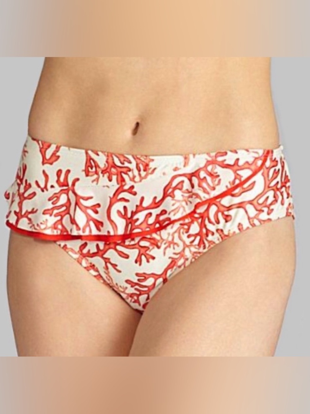 Antonio Melani Papaya Ruffle
Coral Print Bikini Bottoms